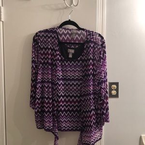 Zig zag design cardigan and tank set